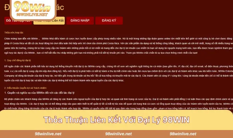 Đại Lý 98WIN 235 Thỏa thuận được cập nhật rõ ràng và minh bạch